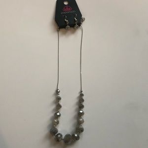 Paparazzi necklace and earrings set - gray beads on silver